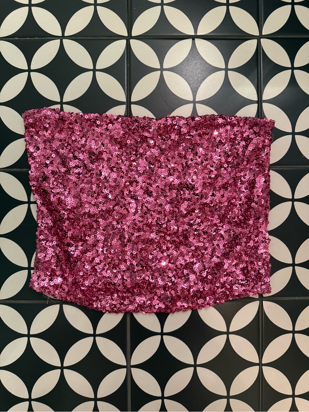 Pink Sequin Crop Top